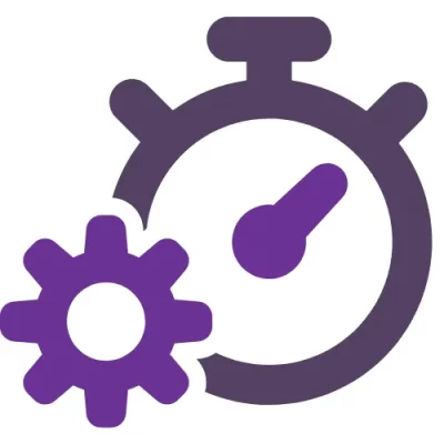 Muestra de un reloj con un engranaje representando la optimización de recursos.